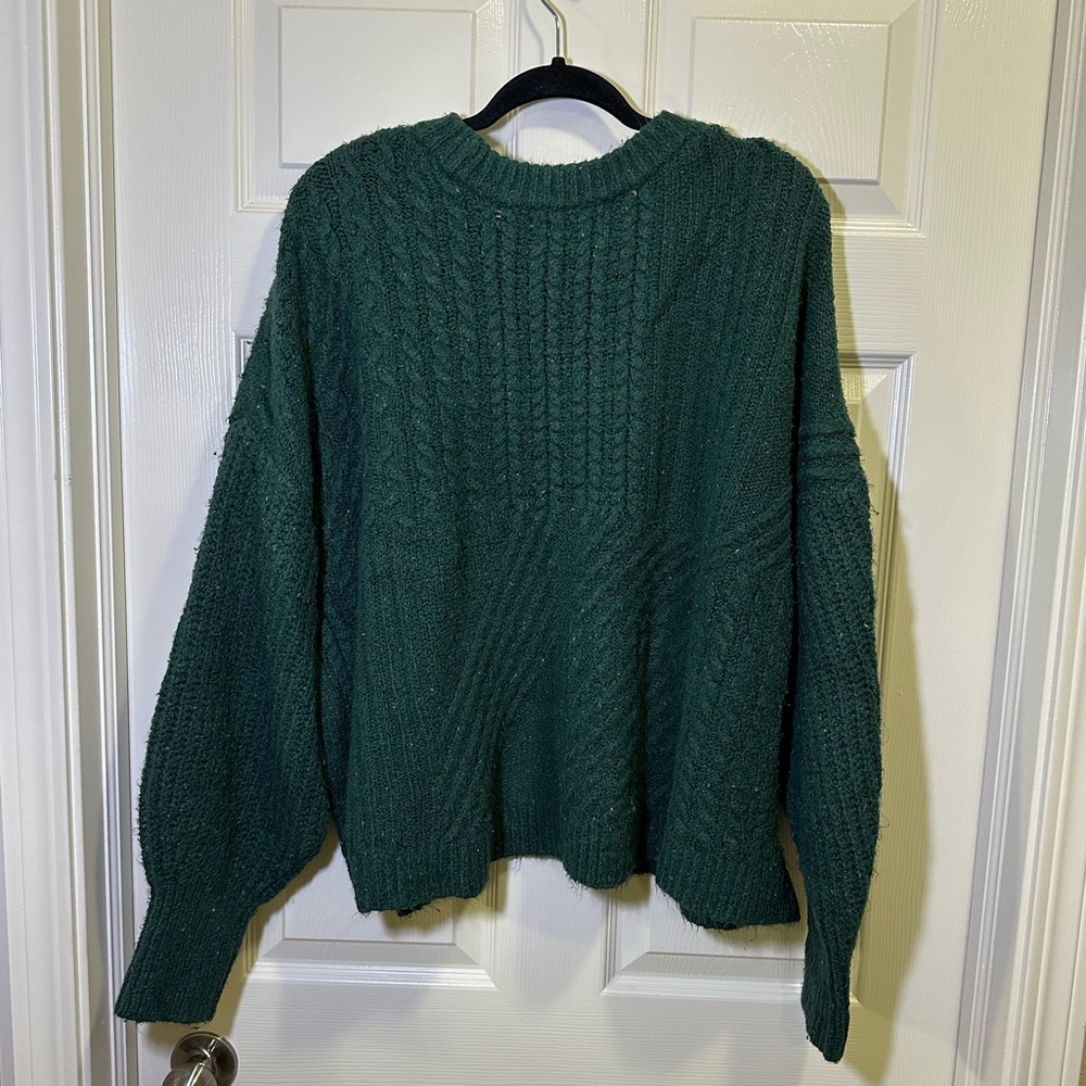 Old Navy Cable Knit Blouson Sleeve Cozy Oversized Sweater Size XXL Green - Picture 4 of 4